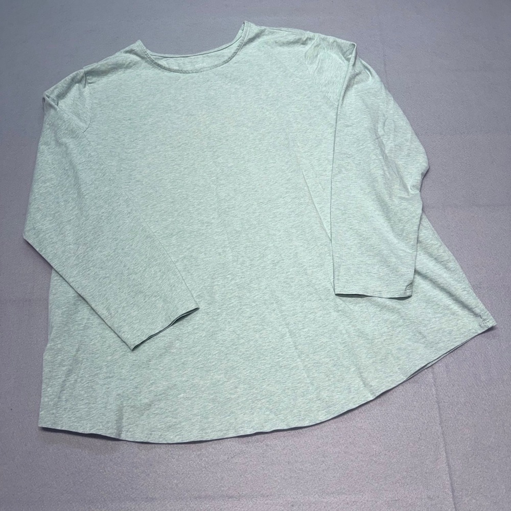 Pure Jill Long Sleeve Shirttail Tee Womens 2X Sage Green Heather Cotton Stretch